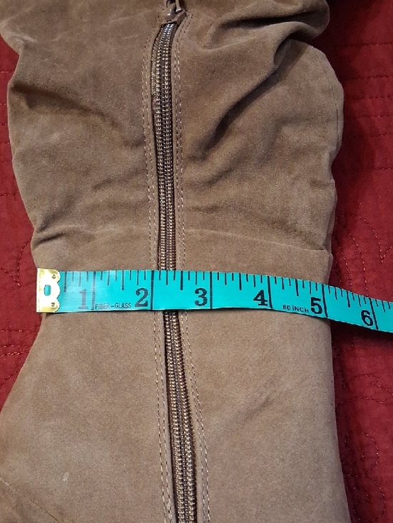 JustFab Slouchy Knee-High Boots in Tan Suede - Picture 9 of 12